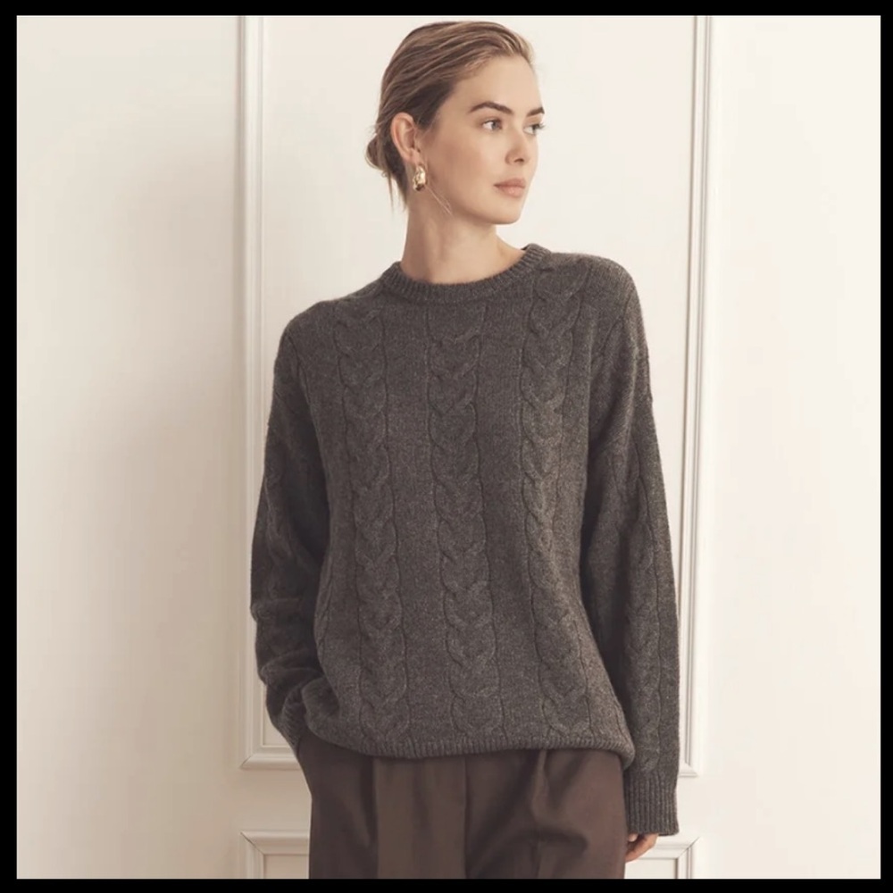 Soft Cable Knit Sweater Relaxed Luxury Oversized Fit Philisophy Grey Size Medium
